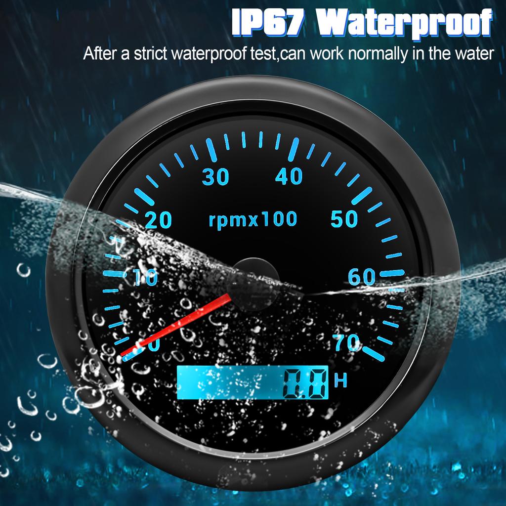 AD 85MM Auto Tachometer Red Pointer 7000 RPM Tacho Meter with LED 7Colorlight Diesel Engined Car Meter SENSOR For 1-12 Cylinders