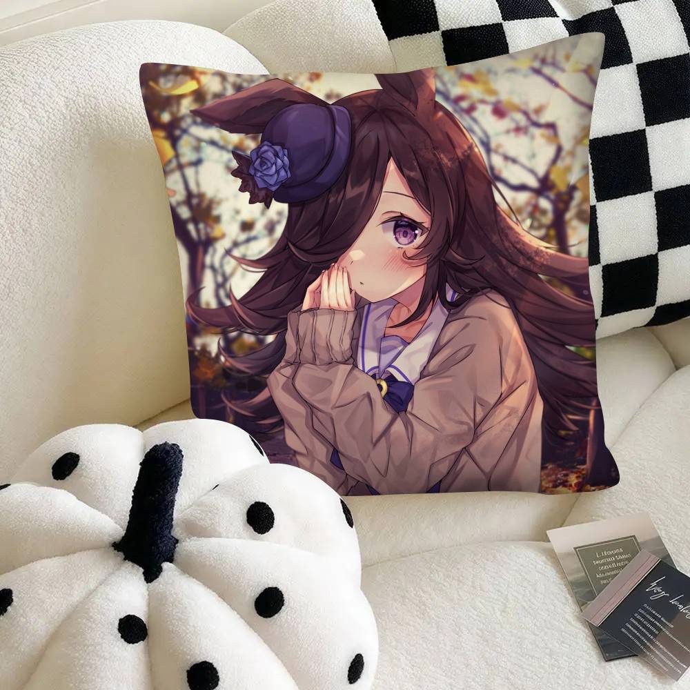 Rice Shower Hot Anime Umamusume Pillow Case Square Pillow Bedroom Sofa Leisure Comfort Cushion Car Home Decoration