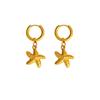 Starfish Shell Ear Cuff: European & American Fashion, Versatile Beach Vacation, Retro High-End Titanium Steel Women's Earrings.