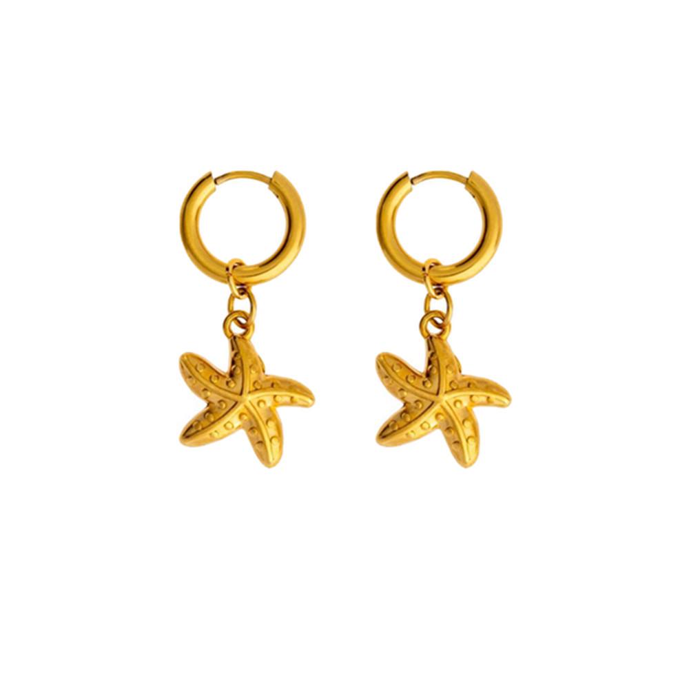 Starfish Shell Ear Cuff: European & American Fashion, Versatile Beach Vacation, Retro High-End Titanium Steel Women's Earrings.