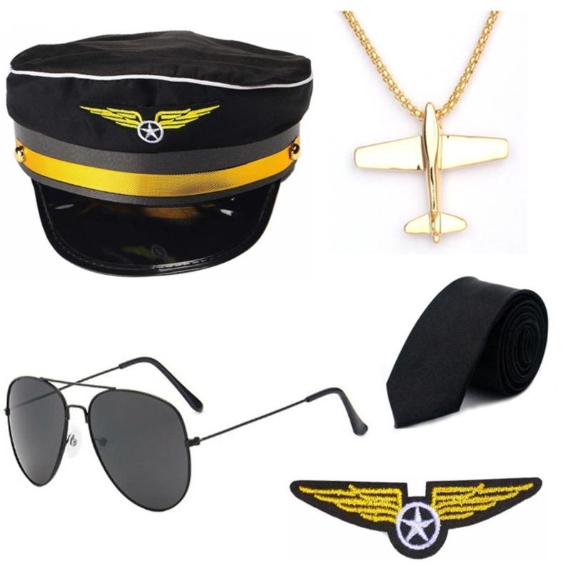 Yacht Captain Costume Set Hat Stewardess Cosplay Costume Accessory Scarf Gloves