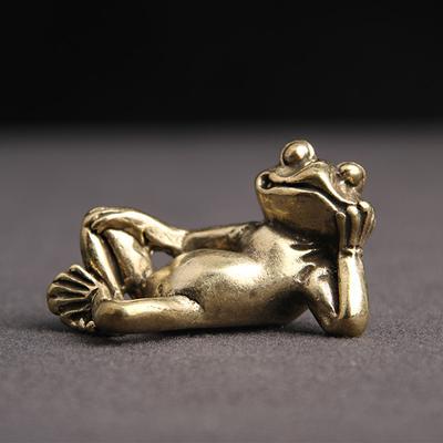 Antiques Miscellaneous Creative Frog Decoration Desktop Decoration Decoration Brass Floor Bronze Golden Toad Desktop Crafts