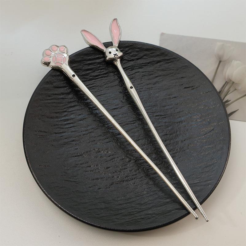 Cute and Playful Cartoon Rabbit Kitten Paw Metal Girl Ladies' Hairpin Banquet Party Performance Hair Hairpin Versatile Headwear