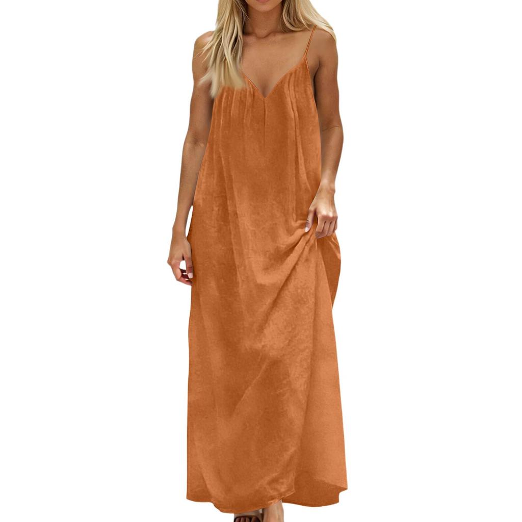 Women's Backless V-Neck Strapless Dress Backless Casual Dress