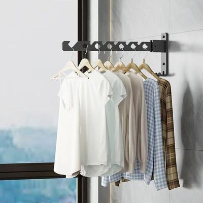 Wall-Mounted Telescopic Clothes Drying Rack - Punch-Free, Folding Design for Bathroom or Balcony
