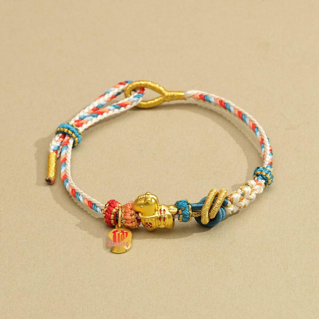 Handmade Zodiac Horse Red String Bracelet - Ethnic Style New Year Gift