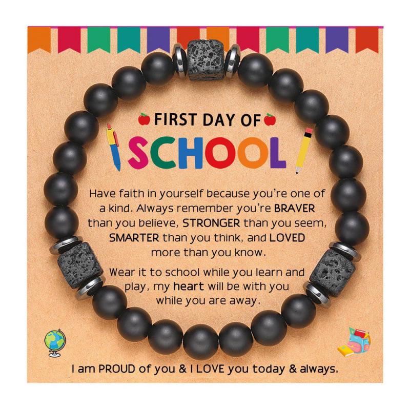 

Men s Black Frosted Volcanic Stone Square Bracelet - Graduation Gift