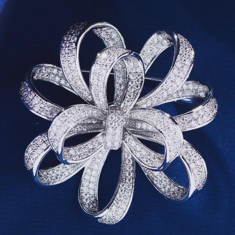 Creative Korean Flower Zircon Brooch for Suits and Cheongsams – Elegant Wedding Corsage and Gift.