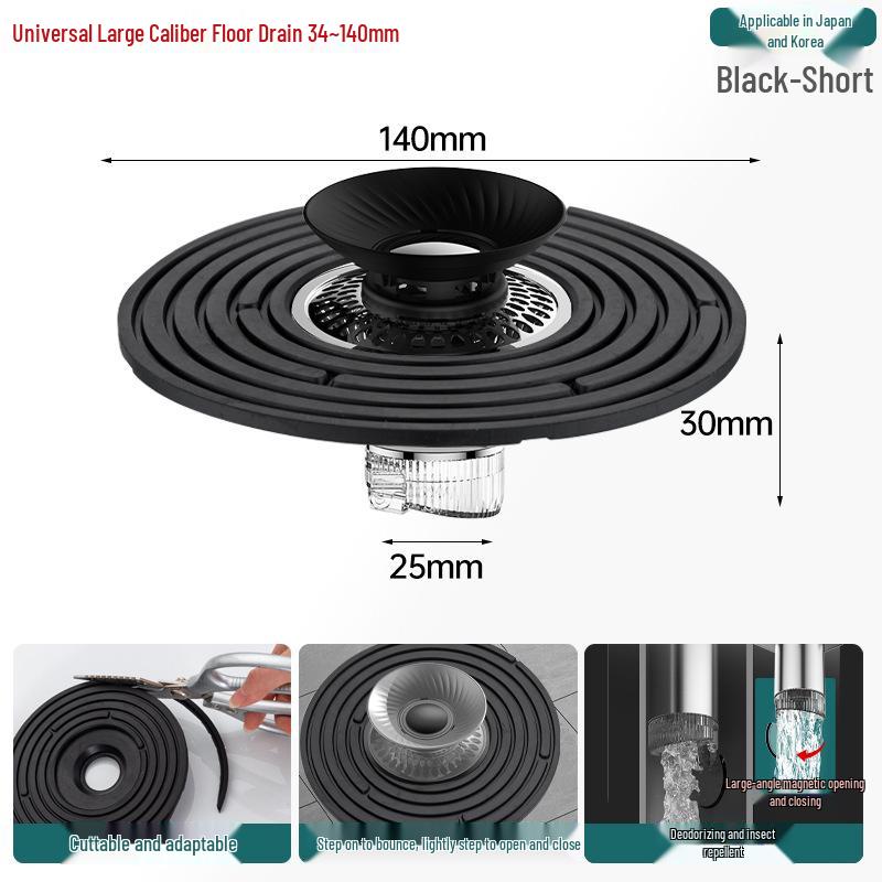 Odor-Proof All-Copper Floor Drain with Anti-Backflow Sealing Cover for Bathrooms