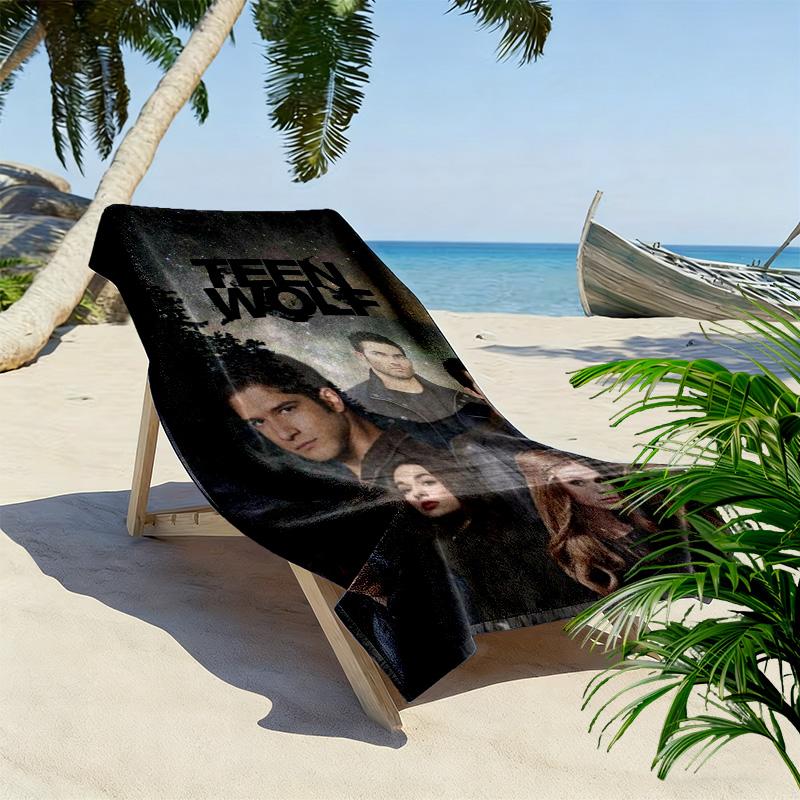 Teen Wolf Aufdruck Strandtuch, Großes Weiches Schnelltrocknendes Handtuch für Strand Camping Schwimmen
