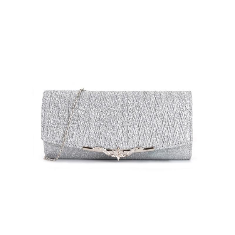 Women's Bag Banquet Bag Clutch Bag Pleated Metal Cover Wedding and Evening Bag