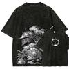 Klassieke Role Playing Games Dark Souls Grafische Print Vintage Gewassen T-shirt Mannen Vrouwen Mode Ronde Hals Katoen Oversized Casual T-shirts