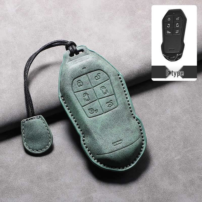 2026 Xiaopeng X9 Leather Key Case – Cowhide Car Interior Key Bag with Buckle Chain