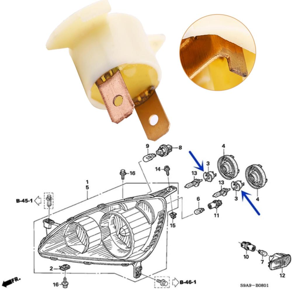Keenso H1 Bulb Socket H1 Halogen Headlight Bulb Socket Holder Car Headlight Adapter Honda Cr-V Prelude Acura Front
