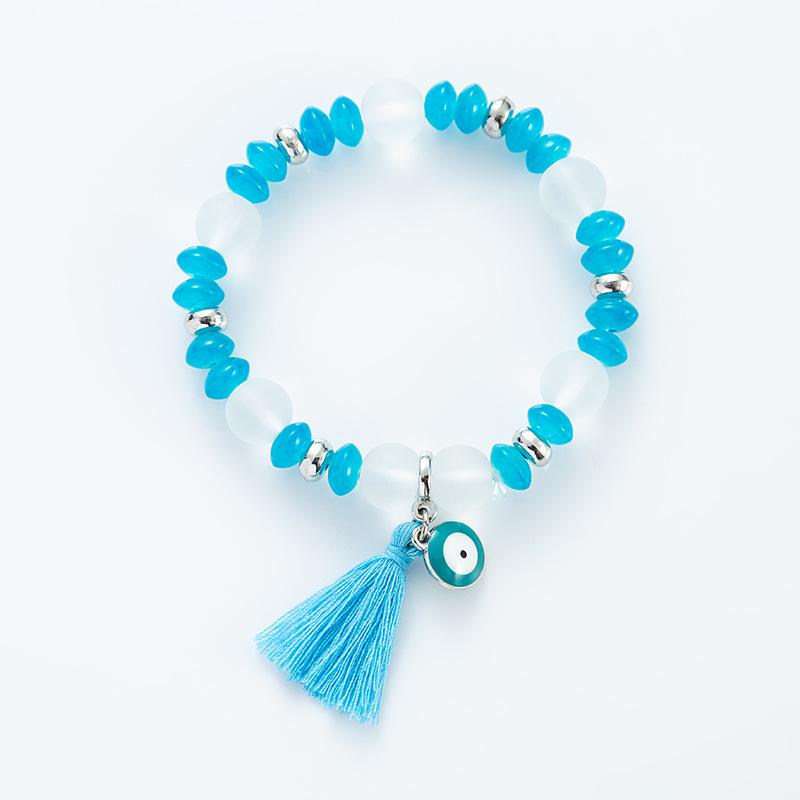 Браслет «Глаз дьявола» с рождественской кисточкой и бусинами, богемный синий глаз, Санта