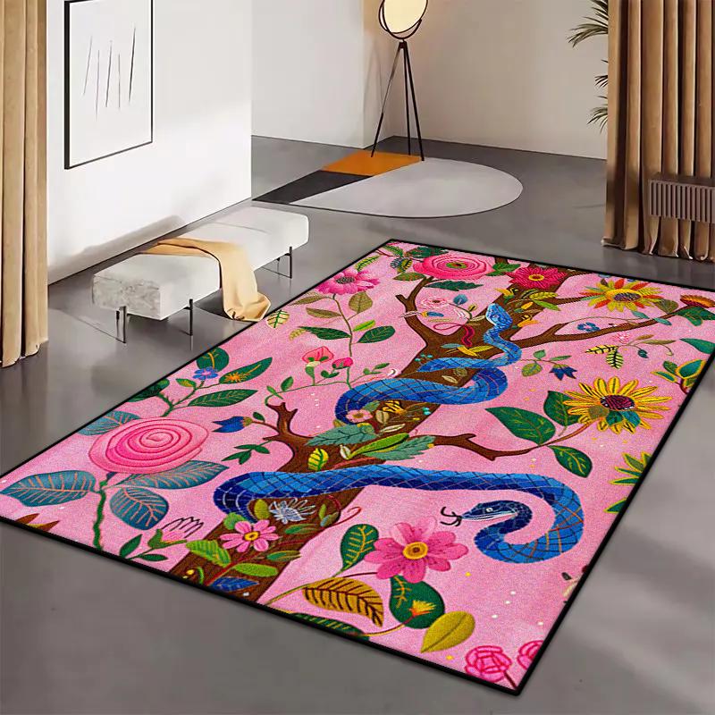 American Abstract Living Room Carpet Modern Decoration Bedroom Bedside Large Rugs Easy Clean Bathroom Non-slip Entrance Door Mat