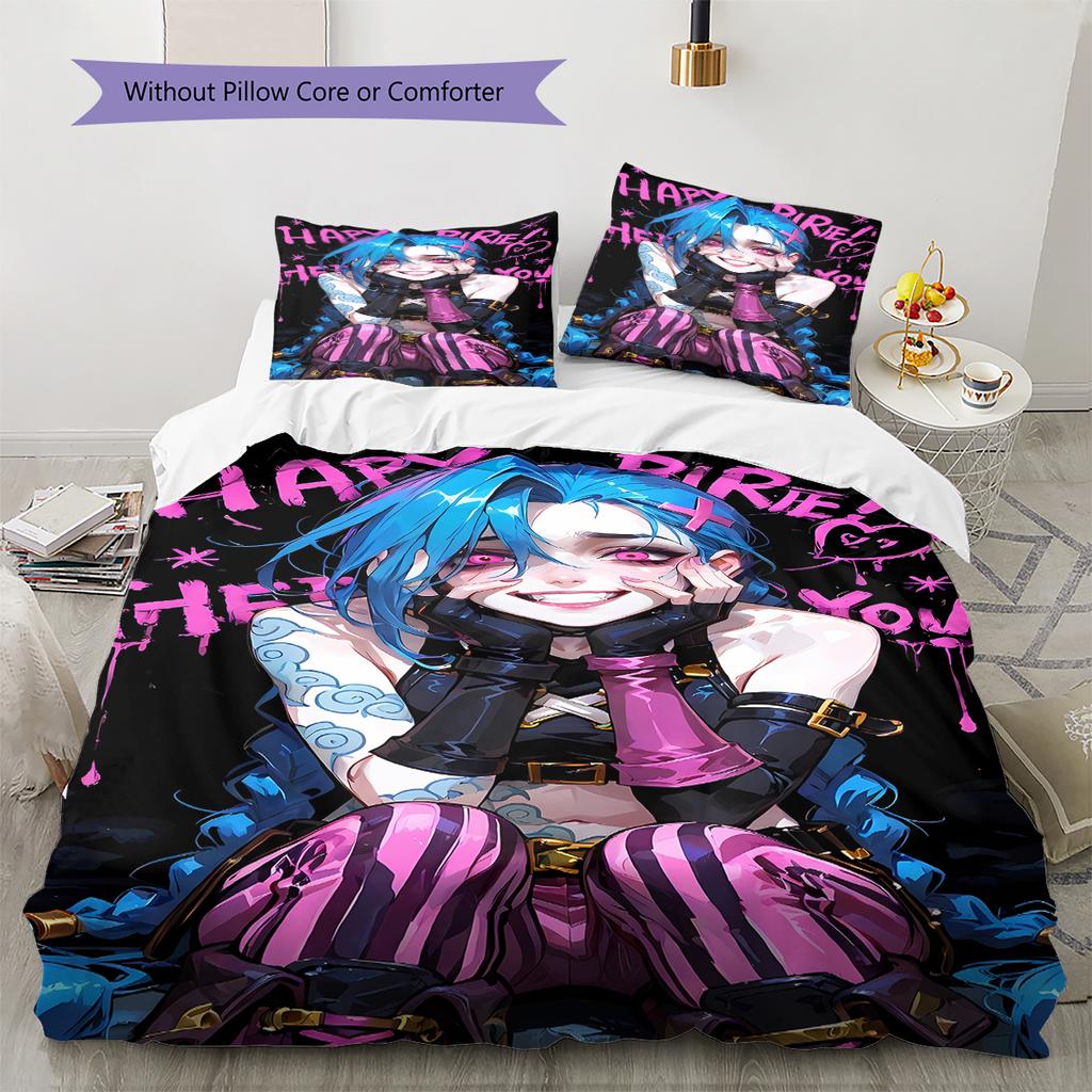 Jinx Pattern Bedding,Quilt Set Quilt Cover Pillowcase Home Birthday Gift (1 * Duvet Cover + 2 * Pillowcase, Without Core)