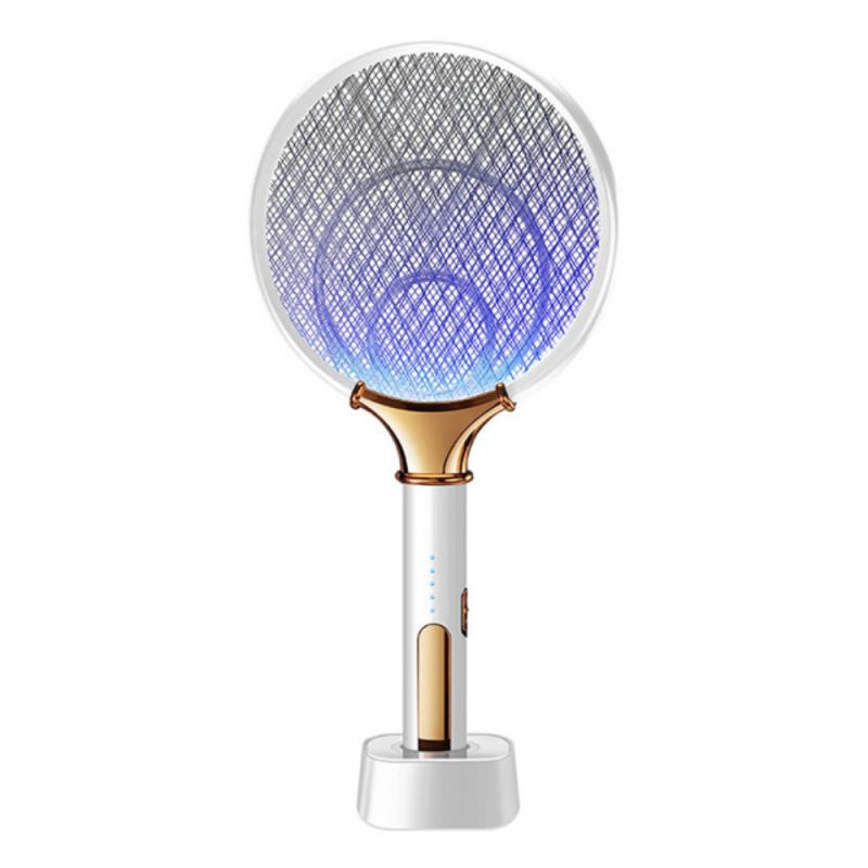 2'si 1 Arada LED Ev Tipi Elektrikli Sinek Öldürücü 1200mAh USB 3000V Sessiz Sinek Böcek Öldürücü Tuzak Anti-Böcek Raketi Haşere