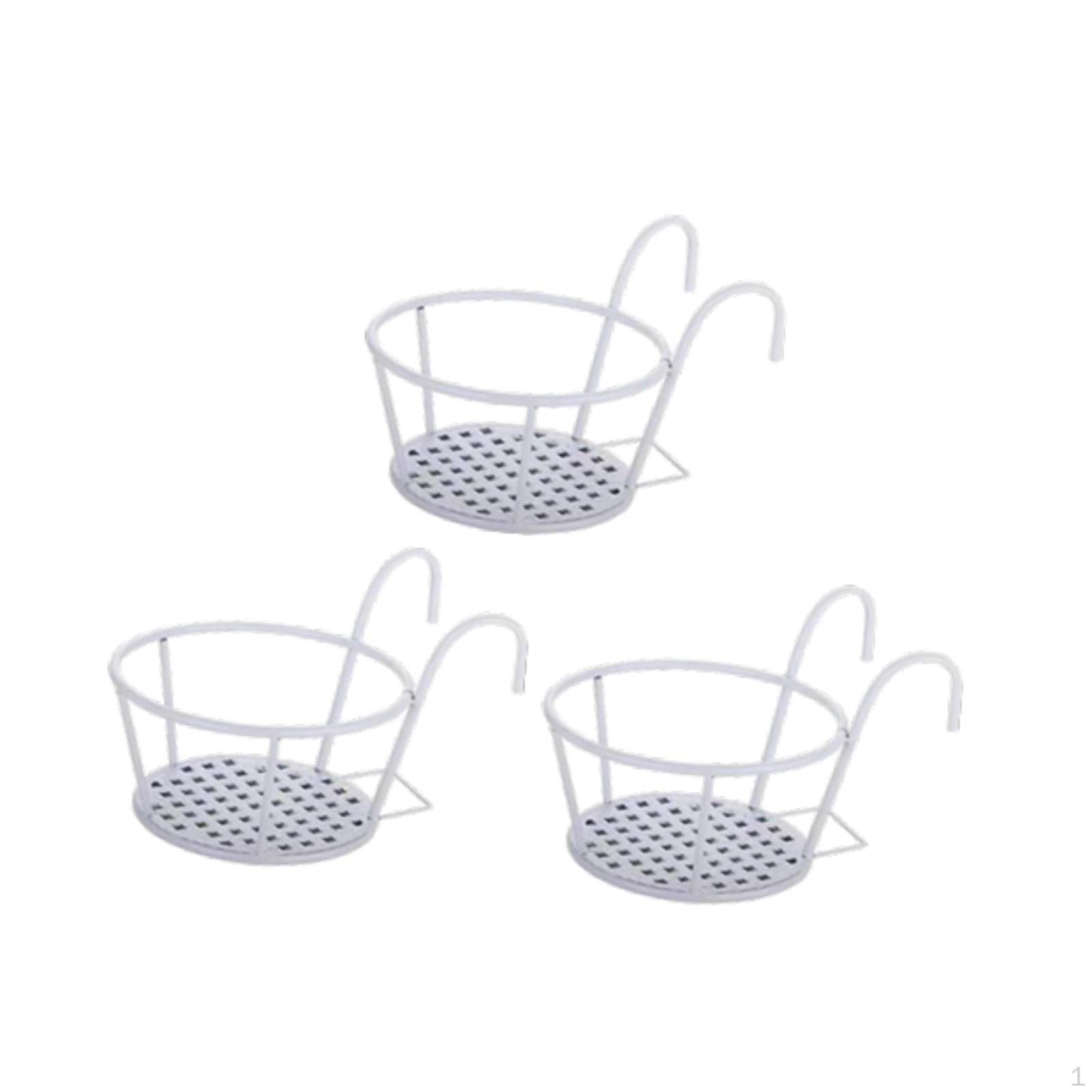 

3 шт. подвесные кашпо корзина металлический горшок полка для растений контейнер для перил белый