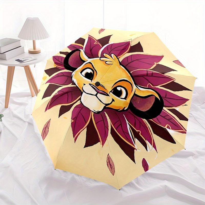 Lion King, Simba Themed Automatic opening and closing folding umbrella, 8-rib windproof, compact travel design, suitable for all occasion |