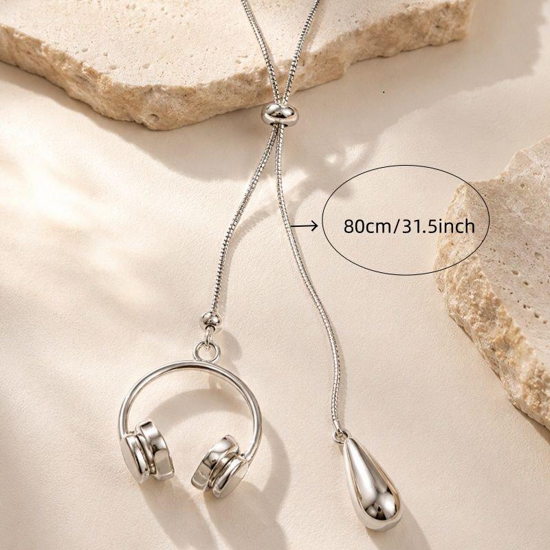 Korean hot-selling silver long earphones, pendant necklace, autumn and winter sweater chain, niche accessories, light luxury daily versatile women