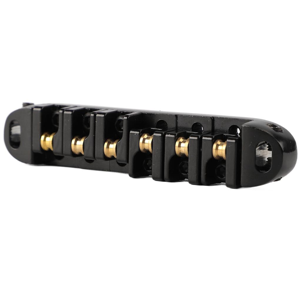 Guitar Roller Saddle Bridge Aluminium Alloy Black Tune Tailpiece Bridge Replacement with Threaded Post for 6 String