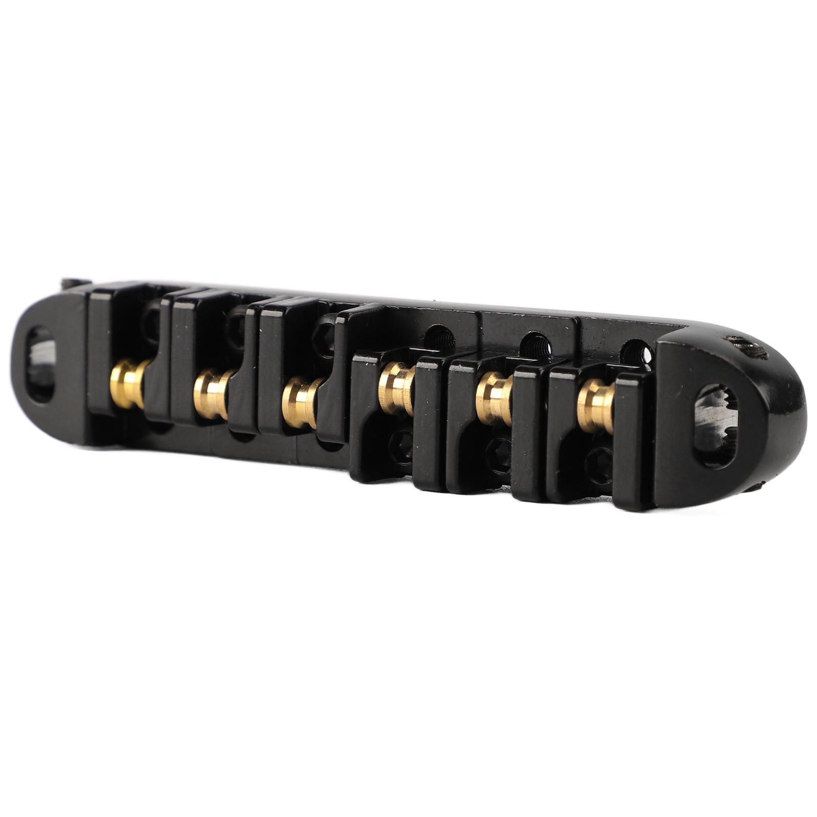 

Guitar Roller Saddle Bridge Aluminium Alloy Black Tune Tailpiece Bridge Replacement with Threaded Post for 6 String