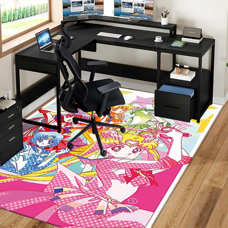 1pc Sailor Moon Anime Cartoon Design Chair Mat - Non-Slip Carpet for Office, Home Decor, Living Room, Bedroom, Game Room - Perfect Gift for Fans.O059