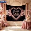 Birthday Rose Gifts Heart Party Backdrop, Polyester Banner for Wall Decor & Photo Props