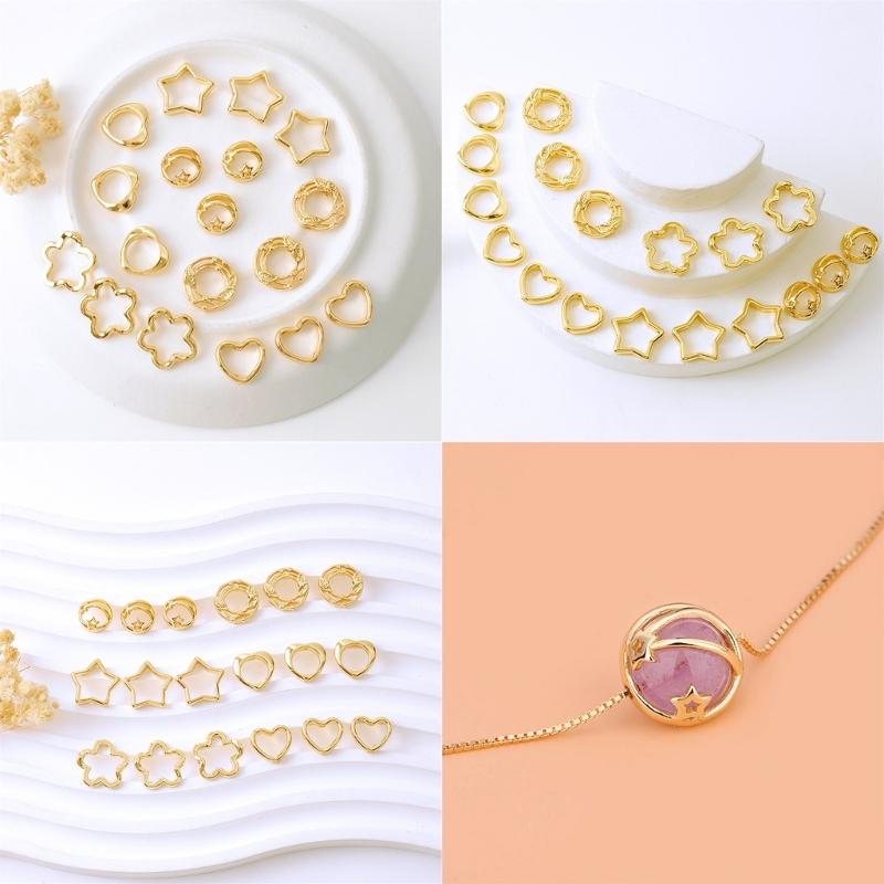10pcs Two Hole CCB Heart Flower Star Oval Circle Frame Beads Spacer Connectors for Diy Bracelet Earrings Pendants Jewelry Making