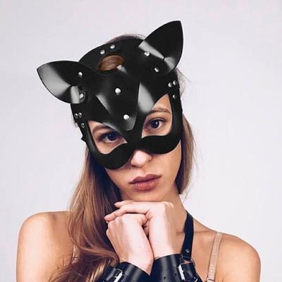 Čierna mačka zajačik maškarádna maska Halloween dospelá dekorácia