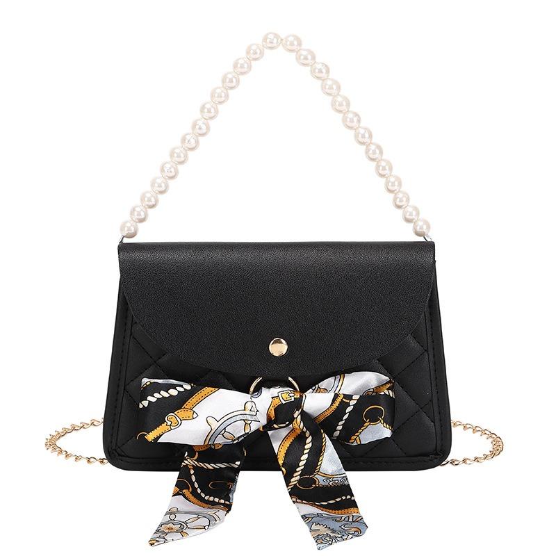 Pearl Portable Small Square Bag Versatile Silk Scarf Chain Single Shoulder Messenger Women's Bag Niche
