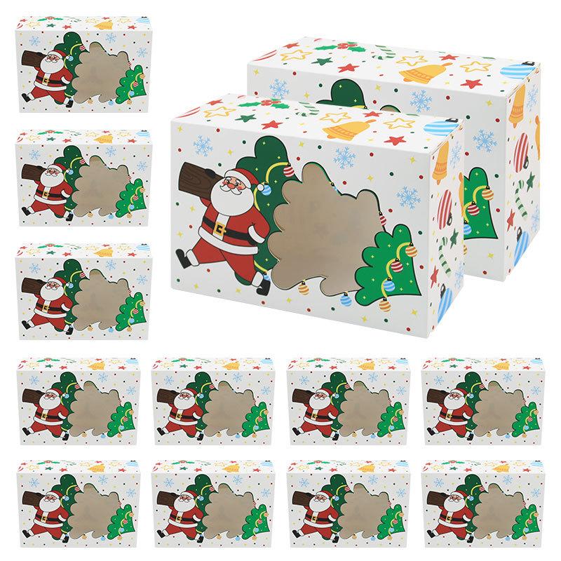 Christmas Candy Box, White Cardboard Free Folding Pvc Window Cookie Box, Pastry Box, Gift Box.