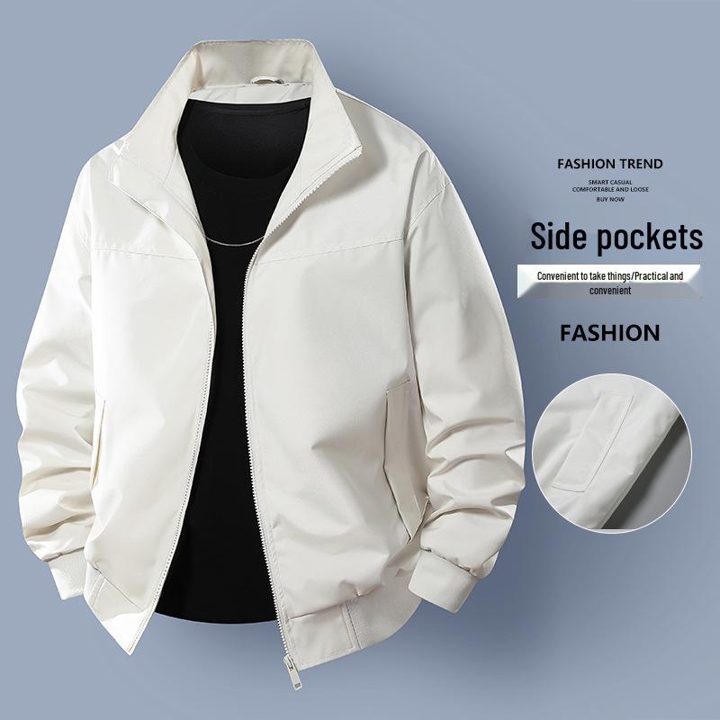 Męska modna kurtka bomberka o luźnym kroju ze stójką - casualowa jesienna odzież robocza w stylu baseballowym
