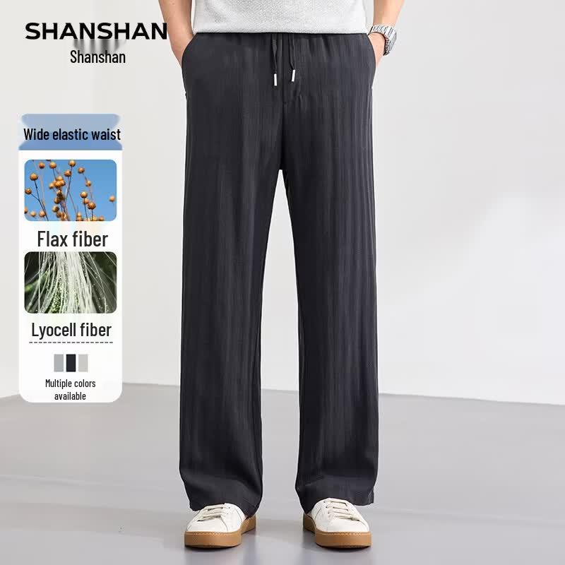 SHANSHAN Men s Lyocell Linen Blend Straight Casual Pants 4XL/195