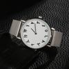 Quartz Movement Stainless Steel Strap Analog Round   Watch Wristwatch (Silver)