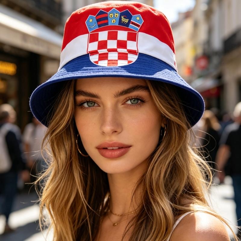 Comfortable Breathable Polyester Fisherman Hat Flag Print Fisherman Hat Suitable for Sport Fans and Outdoor Event