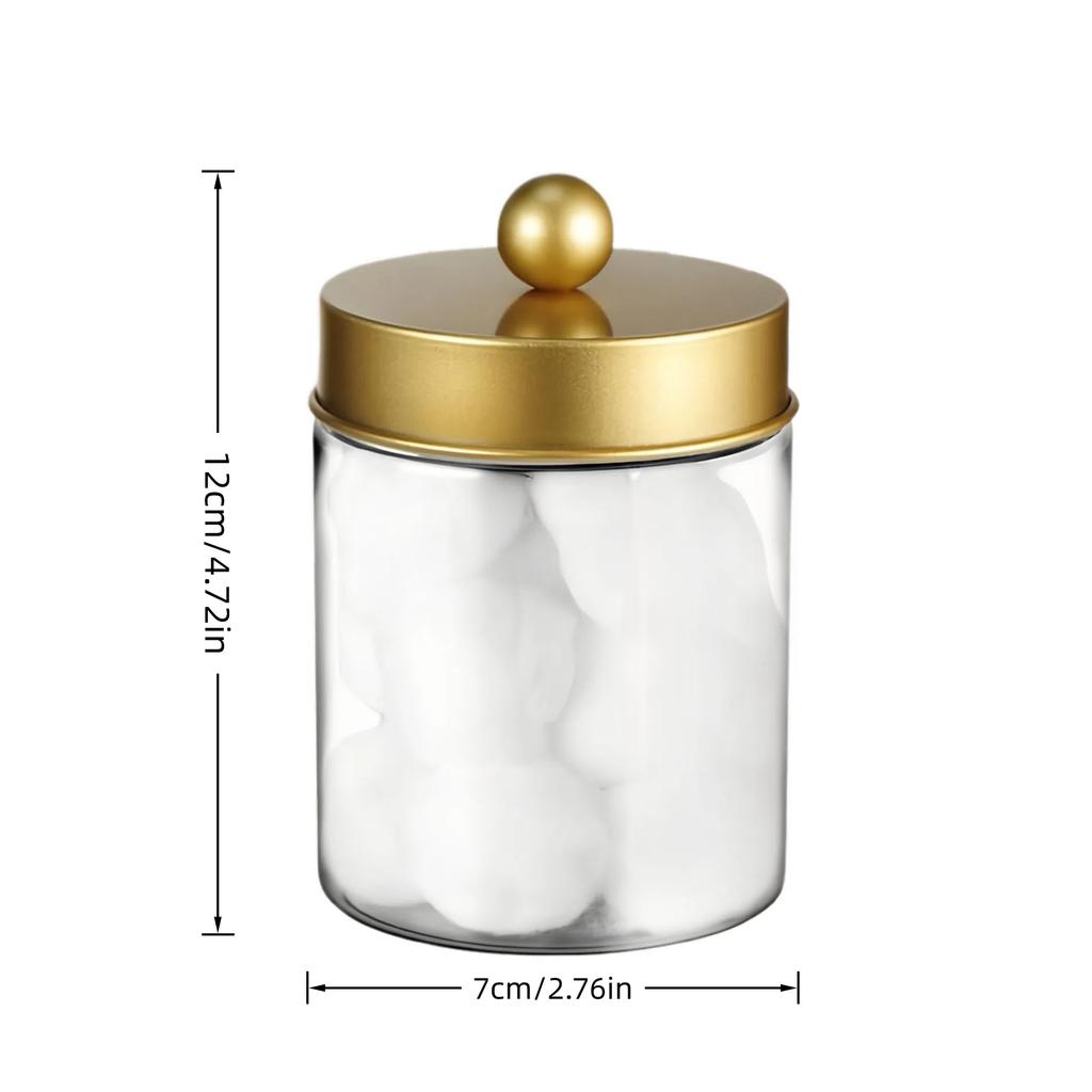 4 Piece/1 Piece Apothecary Jar Bathroom Vanity Organizer - Organizer Set Countertop Jar with Lid, Cotton Swabs, Makeup Sponge