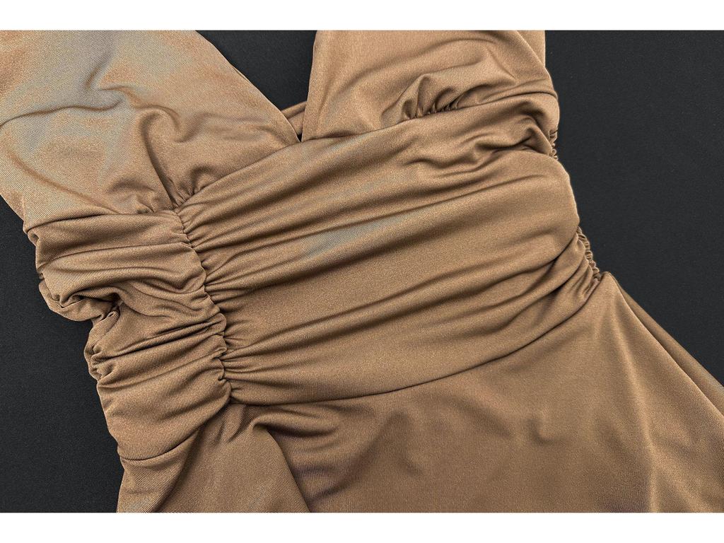 2024 Cross-Border Winter Sexy Halter Deep V Ruched Slimming Mini Skirt