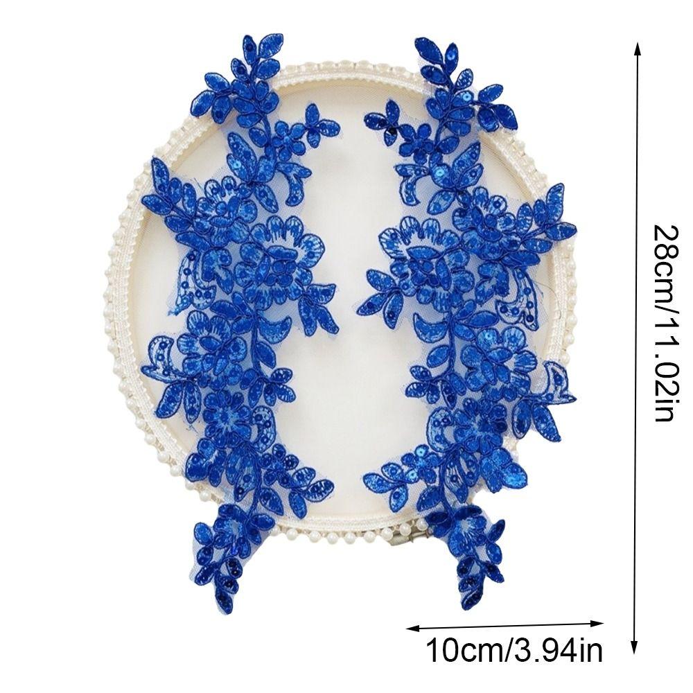 1Pair Polyester Fiber Embroidery Flower Patches DIY Handmade Floral Patches Floral Applique Lace Patch Clothing Accessories