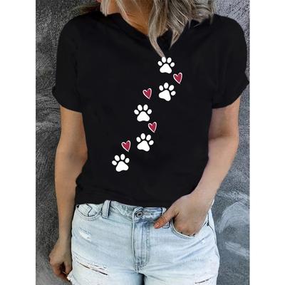 Women'S Printed T-Shirt Comfortable Fashion Casual Short Sleeve Round Neck Daily Wear Top