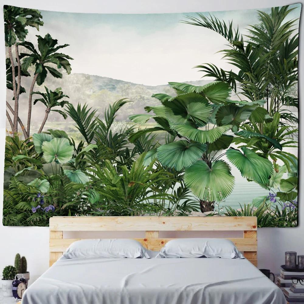 Vintage Banana Tree Tapestry Wall Haning Psychedelic Hippie Oil Painting Tapiz Tropical Plants Background Cloth Boho Decor