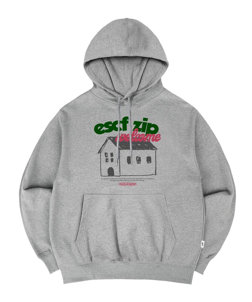 Escape From Welcome Zip Print Hoodie Gray M