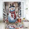 Weihnachtsgeschenke Badezimmer Duschvorhang Teppich Set Weihnachtsmann Schneemann Frohes Neues Jahr Polyester Duschvorhänge Badezimmer Dekor