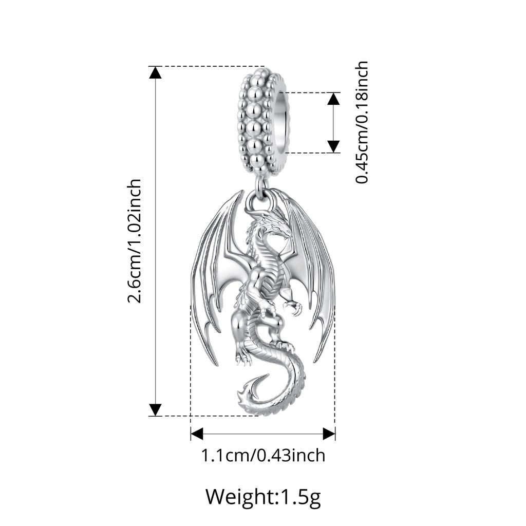 WOSTU 925 Sterling Silver Flying Dragon Charms Pendant Colorful Phoenix Beads Fit Original DIY Bracelet Wholesale