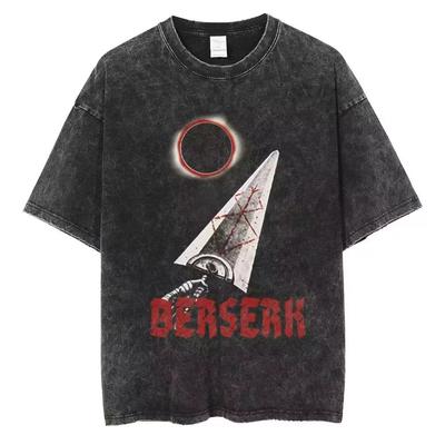 Berserk Vintage Washed Cotton Japan Anime T-Shirt Oversize Unisex Harajuku Streetwear  Short Sleeve Men's Women's Tops Tee