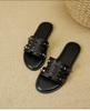 Chic Women's Rivet Slippers: 2025 Summer Fashion, Flat Bottom, Stylish Single Strap for Outdoors & Beach