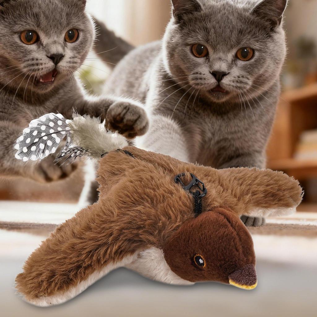 Flapping Bird Cat Toy Electric Interactive Pet Game Remote Chirping Cat Bird Toy for Teething Exercise Boredom Indoor Outdoor