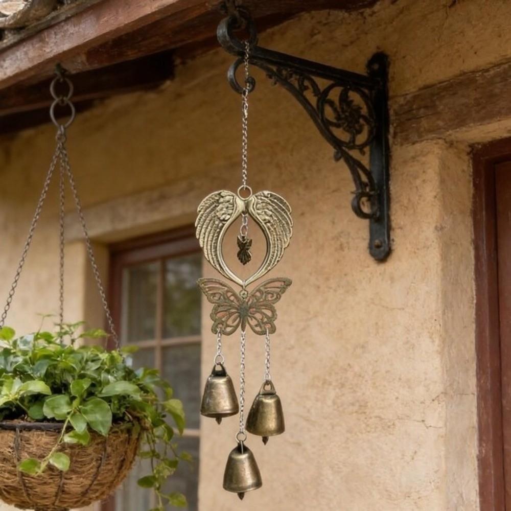 Hollow Butterfly Wind Chime Pendant Angel Wings Vintage Wind Chime Outdoor Hanging