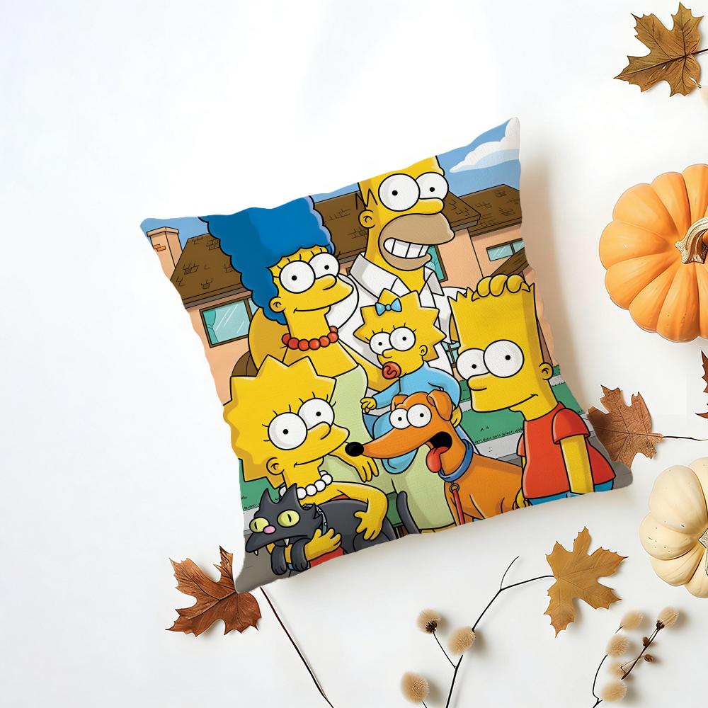 TThe Simpsons Cushion Cover Washable Linen Pillowcase Soft for Daily Sofa Bed Home Room Decor